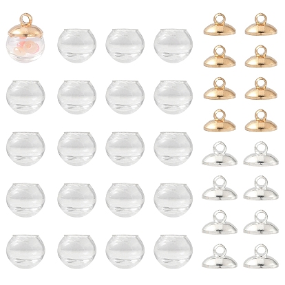 Наборы для изготовления кулонов своими руками, включая стеклянные шарообразные бутылки и латунные подвесные колпачки с бусинами