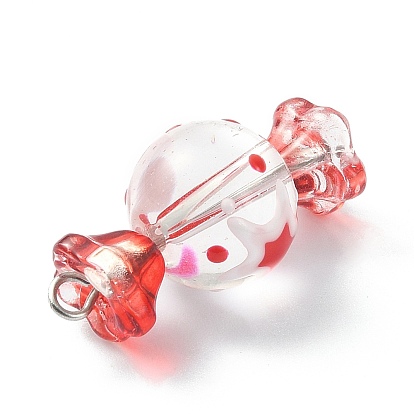 4Pcs 4 Style Glass & Lampwork Pendants, with 304 Stainless Steel Findings, Candy Charms