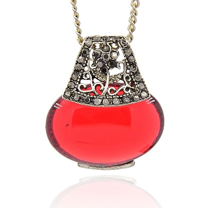 Antique Silver Alloy Resin Pendants, with Hematite Rhinestone, Handbag, 29x25x9mm, Hole: 3x4mm
