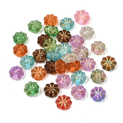 Baking Paint and Golden Metal Enlaced Glass Beads, Clover