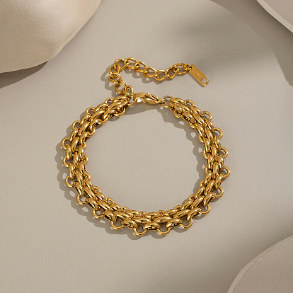 Панк 304 браслеты из нержавеющей стали с цепочками для женщин, плоско-круглые