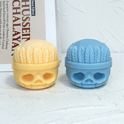 3D Halloween Chieftain Skull DIY Food Grade Silicone Candle Molds, Aromatherapy Candle Moulds, Scented Candle Making Molds