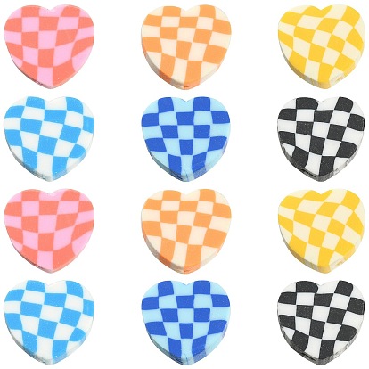 180 шт 6 цвета бусины из полимерной глины ручной работы, сердце с тартаном