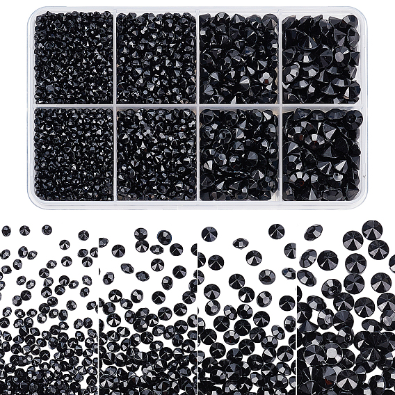 5500Pcs 4 Sizes Acrylic Rhinestone Cabochons, Diamond-shaped
