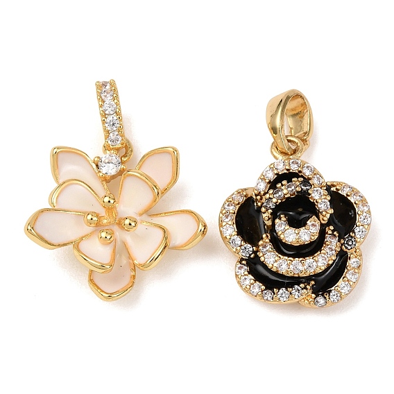 Кулоны с эмалью из латуни с прозрачным кубическим цирконием, 