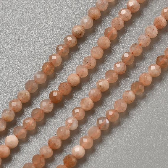 Натуральный Sunstone бисер пряди, граненые круглые