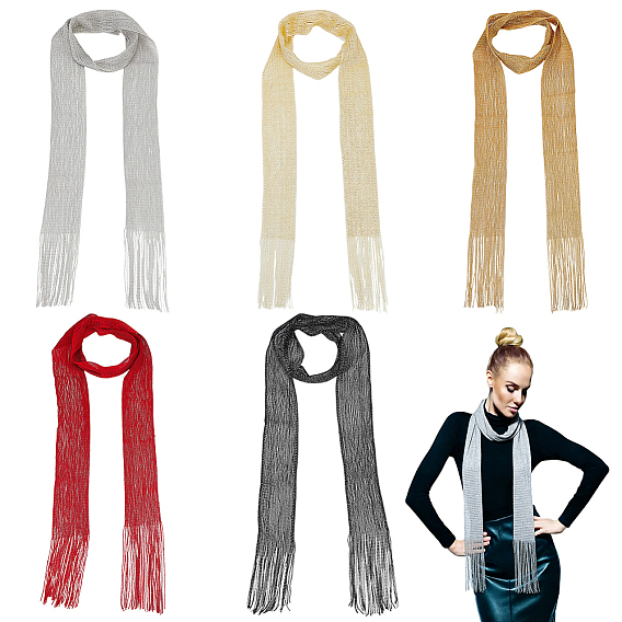 5Pcs 5 Colors Polyester Scarves