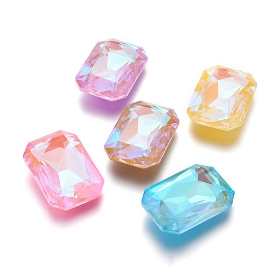 Граненые стекла указал назад горный хрусталь кабошоны, прямоугольник восьмиугольник, флуоресцентный