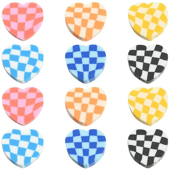 180 шт 6 цвета бусины из полимерной глины ручной работы, сердце с тартаном