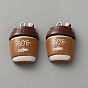Подвески из непрозрачной смолы на кофейную тематику, с платиново-железными петлями