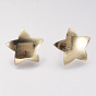 Brass Stud Earring Findings, with Loop, Nickel Free, Real 18K Gold Plated, Star