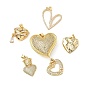 Латунные микро проложить кубического циркония подвески, сердце, без кадмия и без свинца, долговечный, стойки покрытие