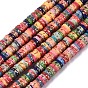 Handmade Polymer Clay Beads Strand, with Glitter Sequin, Flat Round/Disc, Heishi Beads