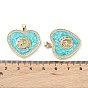 Rack Plating Brass Micro Pave Cubic Zirconia Pendants, with Synthetic Opal, Cadmium Free & Lead Free, Long-Lasting Plated, Real 18K Gold Plated