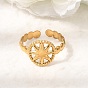 304 Stainless Steel Cuff Open Rings for Women, Sun