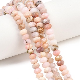 Натуральный розовый опал бусы пряди, рондель, граненые