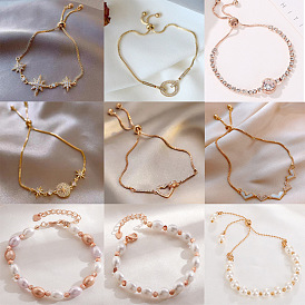 Bracelet de perles de mode vintage avec pendentif en forme de coeur - style européen et américain