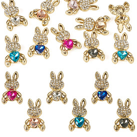 10шт. подвески из сплава с УФ-покрытием, кролик, со стеклом и горный хрусталь, граненые