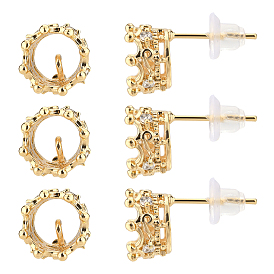 20 шт. латунные серьги-гвоздики, долговечный, корона, без никеля 