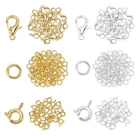 Metal Jewelry Clasps Kits, Including Zinc Alloy Lobster Claw Clasps, Brass Spring Ring Clasps & Jump Rings