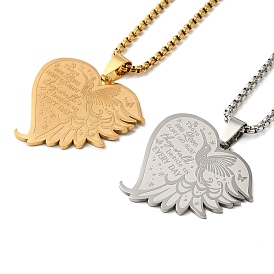 Hummingbird Heart 304 Stainless Steel Those We Love Dont Go Away Pendant Necklaces for Women and Men