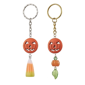 Alloy with Resin Keychain, Halloween Pumpkin