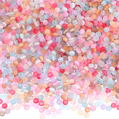 Бисер из стекла , имитации кошачьего глаза , круглые