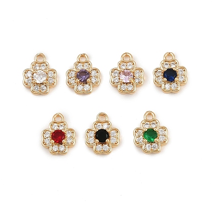 Латунные микро проложить кубического циркония подвески, клевер амулеты, реальный 18 k позолоченный