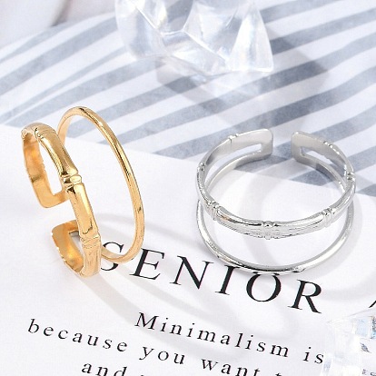 304 открытые манжеты из нержавеющей стали для женщин, бамбук совместное