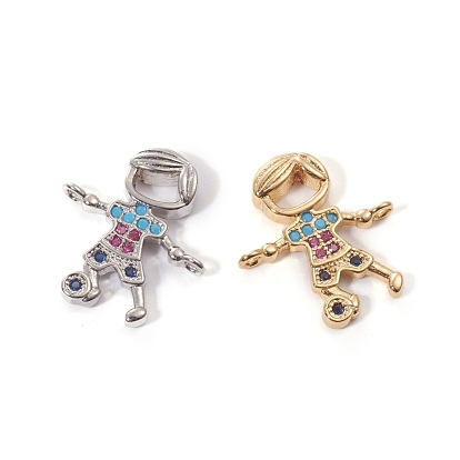 Brass Micro Pave Cubic Zirconia Links Connectors, Boy, Colorful