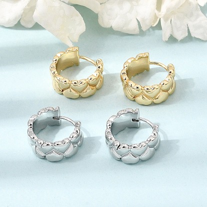Brass Hoop Earrings for Women, Heart