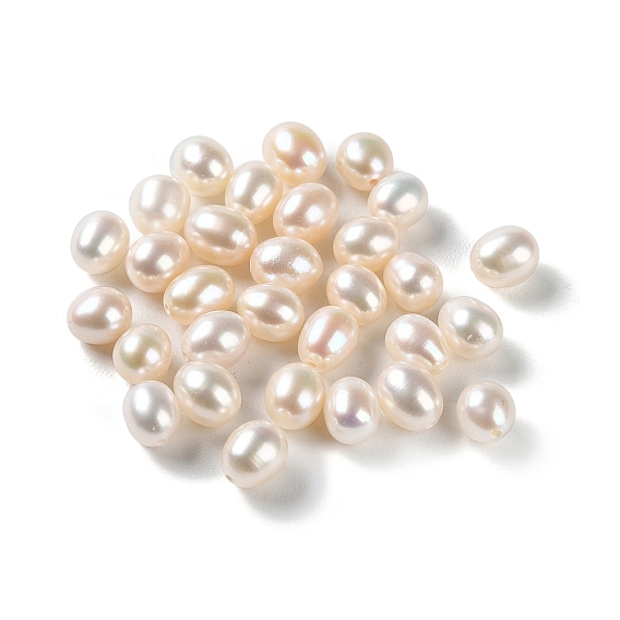 Natural Cultured Freshwater Pearl Beads, Half Drilled, Rice, Grade 5A