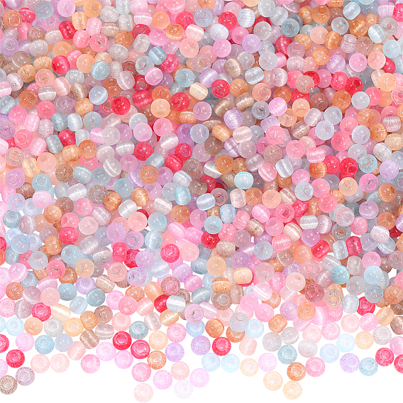 Glass Seed Beads, Imitation Cat Eye, Round