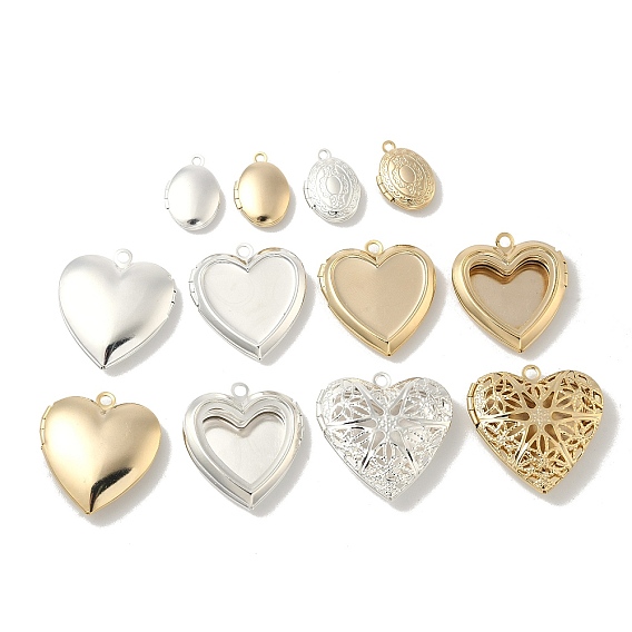 Подвески латуни медальон, стойки покрытие, долговечный, без свинца и без кадмия, подвески в форме сердца и овала