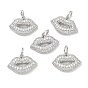 SHEGRACE Brass Clear Cubic Zirconia Charms, Lip Charms, Cadmium Free & Lead Free & Nickel Free