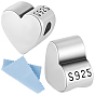 4 шт. 925 бусины из стерлингового серебра, сердце, с 925 штампом и 1 листом двусторонней замшевой ткани, салфеткой для полировки серебра