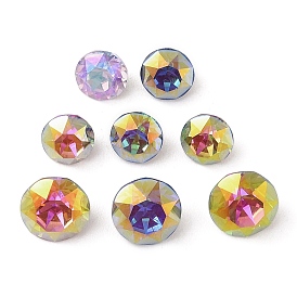 Glass Rhinestone Cabochons, Flat Back & Back Plated, Faceted, Diamond