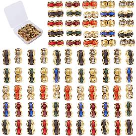 SUNNYCLUE Brass Rhinestone Spacer Beads, Grade A, Wavy Edge, Golden Metal Color, Rondelle