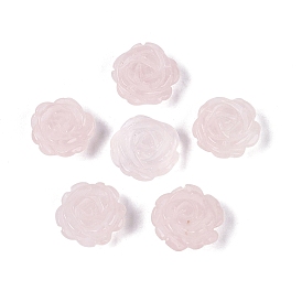 Perles sculptées en quartz rose naturel, fleur rose, la moitié foré