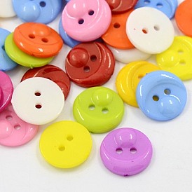 Акриловые кнопки, пластиковые пуговицы , 2-луночное, окрашенные, плоско - круглые / животное лицо
