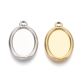 304 Настройки кабошон из нержавеющей стали кулон, ионное покрытие (ip), овальные