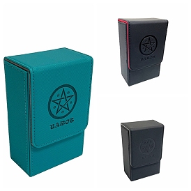 Rectangle Star PU Leather Tarot Card Storage Boxes, Playing Card Organizer Case with Magnetic Clasps