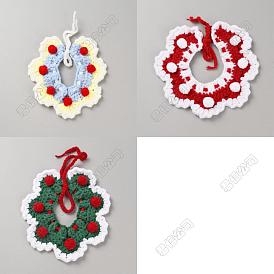 3Pcs 3 Colors Polyester and Cotton Dog Flower Pet Collar, Pet Bib