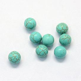 Perles de turquoise synthétiques, sphère de pierres précieuses, ronde, teint, sans trou