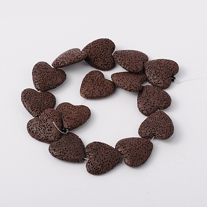 Synthetic Lava Rock Bead Strands, Heart, Dyed