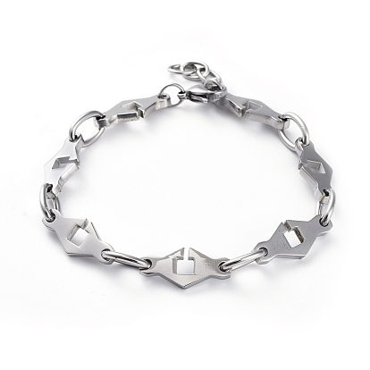 304 Stainless Steel Link Chain Bracelets, with Lobster Claw Clasps