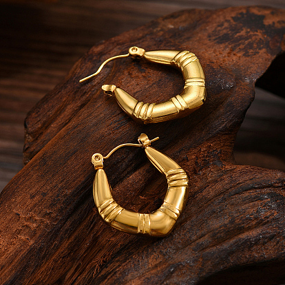 Серьги-кольца из нержавеющей стали с ромбовидной формой, покрытые настоящим 18k золотом, для женщин
