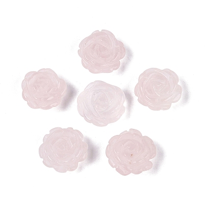 Perles sculptées en quartz rose naturel, fleur rose, la moitié foré