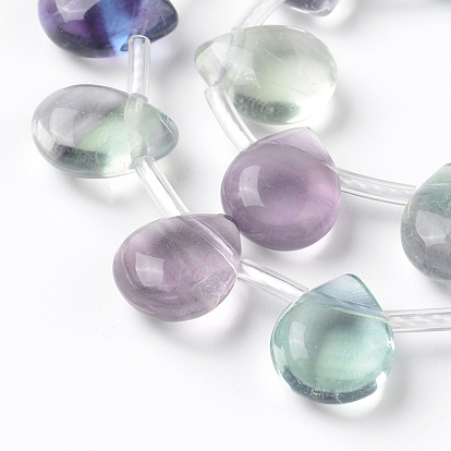 Natural Fluorite Beads Strands, Top Drilled Beads, Teardrop