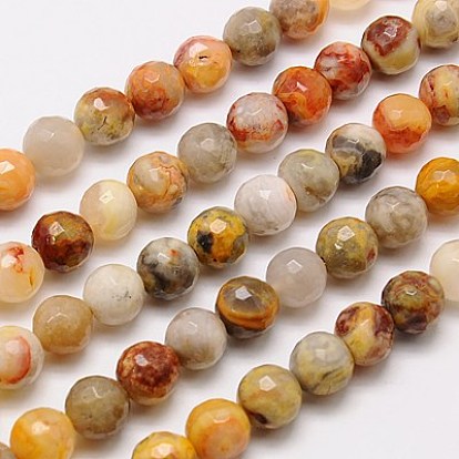 Natural Crazy Agate Beads Strands, Faceted, Round